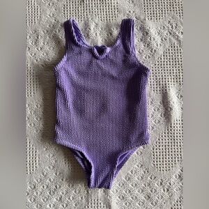 Ribbed Lilac Purple Girls Swim Suit 4T